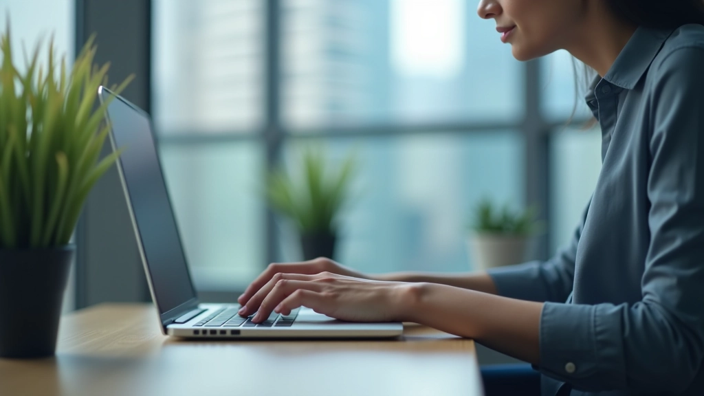 Person working at laptop reviewing invoices and payment status on screen