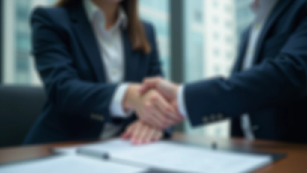 Business negotiation between two professionals discussing contract terms at a desk